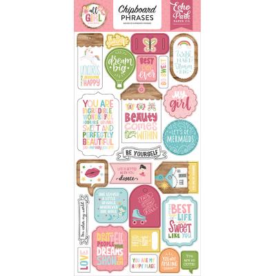Echo Park All Girl Stickerbogen - Chipboard Phrases
